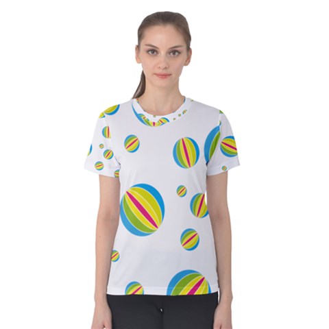 Balloon Ball District Colorful Women s Cotton T-shirt by Ket1n9