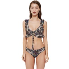 Mental Human Experience Mindset Pattern Low Cut Ruffle Edge Bikini Set