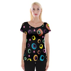 Abstract Background Retro 60s 70s Cap Sleeve Top by Apen