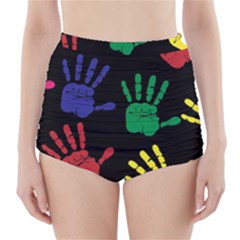 Handprints Hand Print Colourful High-waisted Bikini Bottoms