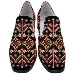 Vector Illustration Of Ukrainian Folk Seamless Pattern Ethnic Ornament Border Element Traditional Women Slip On Heel Loafers by Bedest