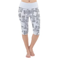 Blackboard Algorithms Black And White Pattern Lightweight Velour Cropped Yoga Leggings by dflcprintsclothing