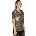 Illustrations Color Cat Flower Abstract Textures Women s V-Neck Scrub Top View3