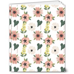 Flower White Pattern Floral 8  X 10  Softcover Notebook by anzea