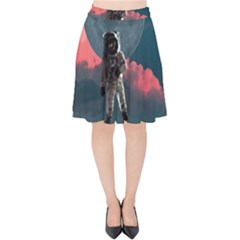 Astronaut Moon Space Nasa Planet Velvet High Waist Skirt