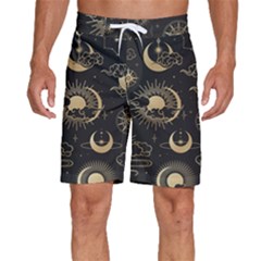 Asian Seamless Pattern With Clouds Moon Sun Stars Vector Collection Oriental Chinese Japanese Korean Men s Beach Shorts by Grandong