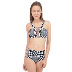 Geomtric Pattern Illusion Shapes Cage Up Bikini Set