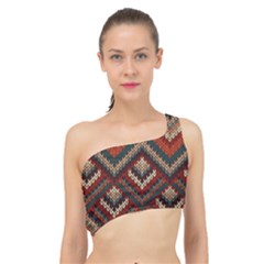 Texture Pattern Fabric Spliced Up Bikini Top  by Loisa77