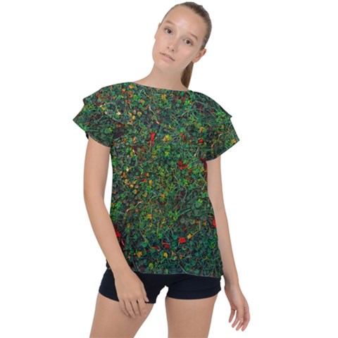 Grass Nature Meadow Ruffle Collar Chiffon Blouse by Loisa77