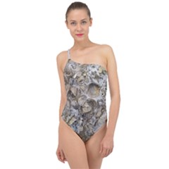 Fossilized Seashell Texture Print Design Bk Classic One Shoulder Swimsuit by dflcprintsclothing