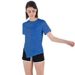 Blue Wave Abstract Texture Seamless Asymmetrical Short Sleeve Sports T-shirt