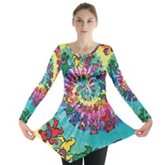 Tie Dye Grateful Dead Bears Long Sleeve Tunic  by Perong