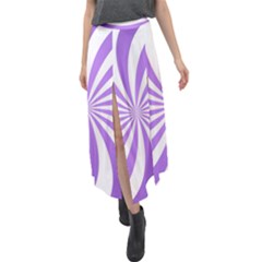 Spiral Vortex Rays Lavender Swirl Purple Velour Split Maxi Skirt by Salmanaz77