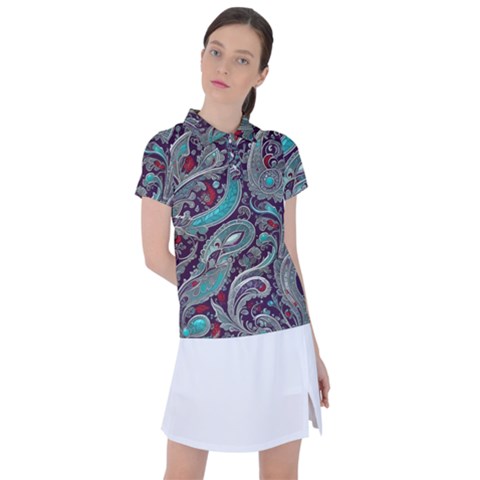 Seamless Pattern Paisley Decorative Women s Polo T-shirt by Paksenen