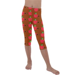 Apple Arrow Pattern Design Drawing Kids  Lightweight Velour Capri Leggings 