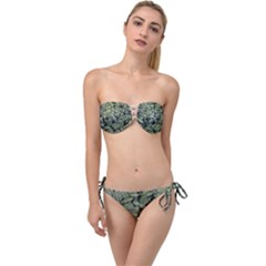 Leaves Foliage Botany Plant Twist Bandeau Bikini Set by Maspions