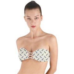 Dragonfy Insect Pattern Twist Bandeau Bikini Top