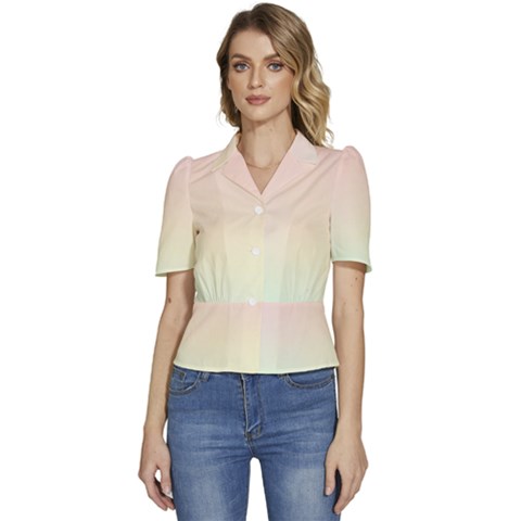 Rainbow Pastel, Purple, Gradient, Light, Led, Pink, Simple Puffed Short Sleeve Button Up Jacket by kyorashop23