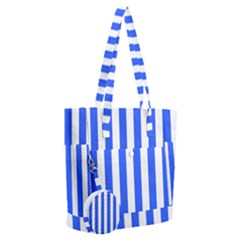 Blue Stripes, Sticker, Stickers Everyday Shoulder Bag With Pouch Bag