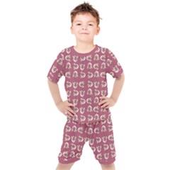 Whimsy Chickens Pattern Kids  T-shirt And Shorts Set by dflcprintsclothing