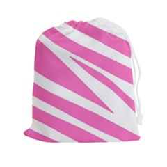 White Pink Stripes, Pattern Drawstring Pouch (2xl)