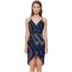 Multicolored Abstract Dynamic Shapes Print Wrap Frill Dress by dflcprintsclothing