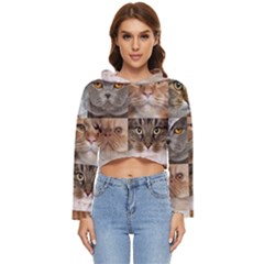 Breeds Of Cats Collage Women s Lightweight Cropped Hoodie by kyorashop23