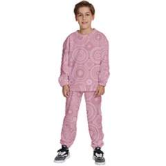 Pink Retro Texture With Circles, Retro Circles Background, Kids  Sweatshirt Set by kyorashop23