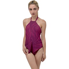 Purple Fabric Texture, Fabric Backgrounds With Lines Go With The Flow One Piece Swimsuit by kyorashop23