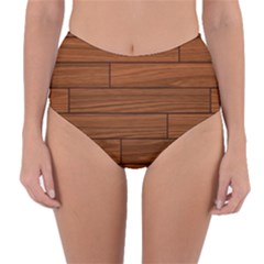 Seamless Wooden Planks Brown Wooden Background Reversible High-waist Bikini Bottoms