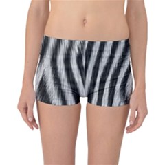 Zebra Texture, Zebra Wool, White Black Background Reversible Boyleg Bikini Bottoms
