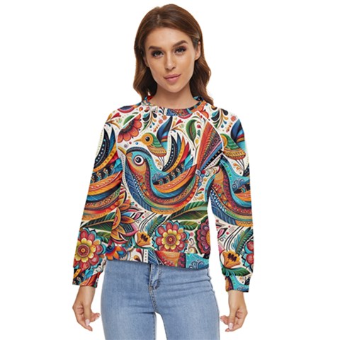 Madhubani Art A Women s Long Sleeve Raglan T-shirt by BellaVistaTshirt02