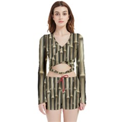 Bamboo Grass Velvet Wrap Crop Top And Shorts Set