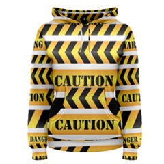 Caution Road Sign Warning Cross Danger Yellow Chevron Line Black Women s Pullover Hoodie by anzea