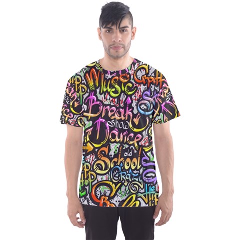 Graffiti Word Seamless Pattern Men s Sport Mesh T-shirt by Bedest