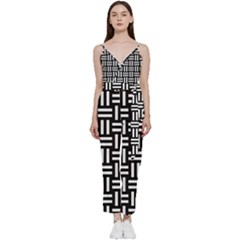 Frets Mosaic Pattern Geometric V-neck Camisole Jumpsuit by Bedest