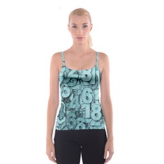Blue Digits Background, Artwork, Numbers Spaghetti Strap Top