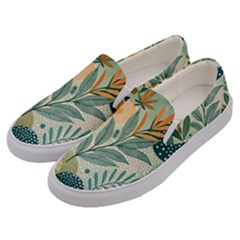 Leaves Pattern Flora Men s Canvas Slip Ons