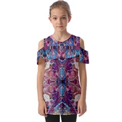 Abstract Symmetry Fold Over Open Sleeve Top