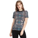 Ornate baroque floral pattern print Women s Short Sleeve Rash Guard View1