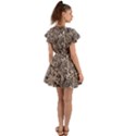 Earth Tones Fall Abstract Textured Print Flutter Sleeve Wrap Dress View2