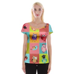 Owls Pattern, Abstract, Art, Desenho Cap Sleeve Top