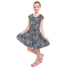 Geologic Marine Life Motif Black And White Print Kids  Short Sleeve Dress by dflcprintsclothing