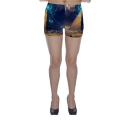 Mystic Blue Pyramid Art Skinny Shorts by ExtraAwesomeSauce