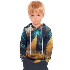 Mystic Blue Pyramid Art Kids  Overhead Hoodie by ExtraAwesomeSauce