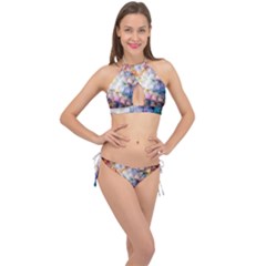 Cosmic Owls Pattern Cross Front Halter Bikini Set by ExtraAwesomeSauce