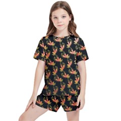 Regal Eagle Pattern Kids  T-shirt And Sports Shorts Set
