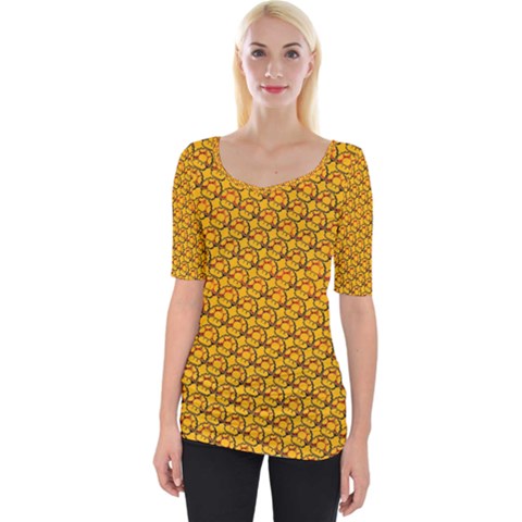 Pixel Art Mushroom Pattern Wide Neckline T-shirt by ExtraAwesomeSauce