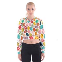 Easter Eggs Pattern, Easter Cropped Sweatshirt