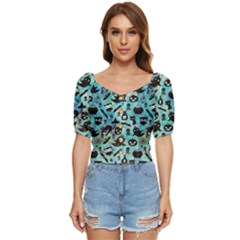 Ghosts Owls Pumpkins Button Up Blouse